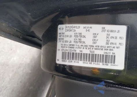 2001 Dodge Dakota Slt/Sport из США, поврежденный, VIN 1B7HL2AN11S314794